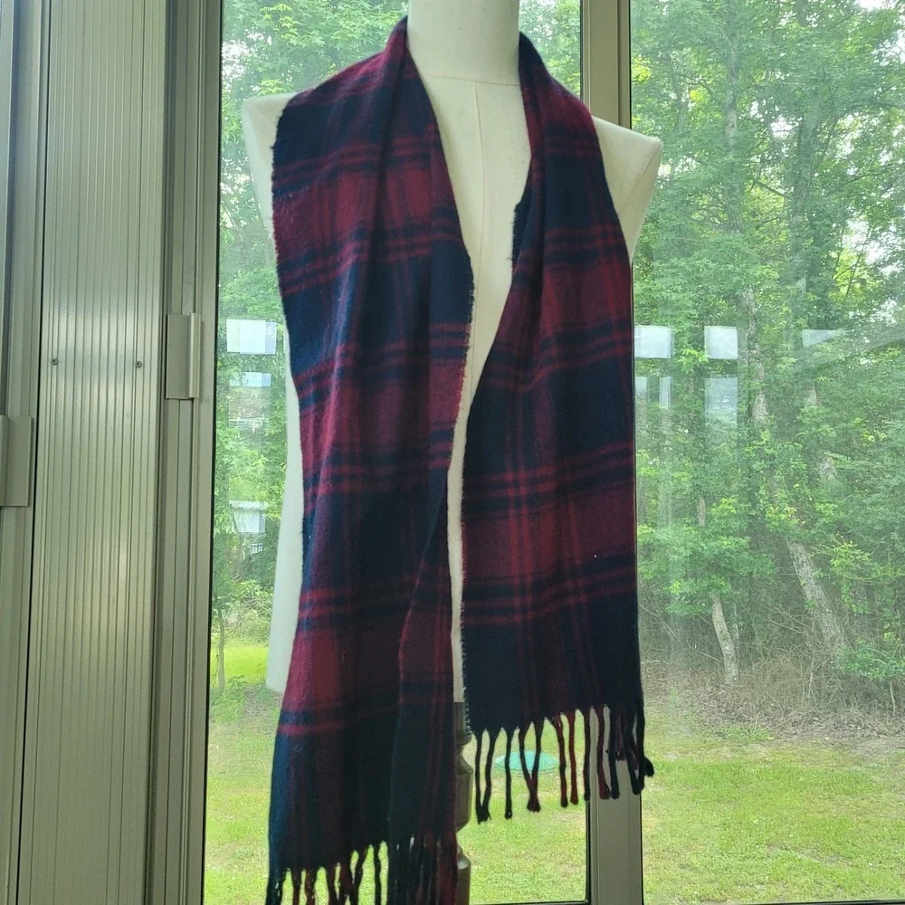 CHRISTIAN DIOR Vintage Cashluxe Acrylic Scarf Multicolor Plaid